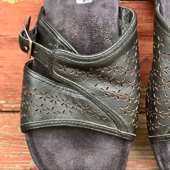 Dr Andrew Weil Flexor Black Leather Comfort Slides - Picture 8 of 8